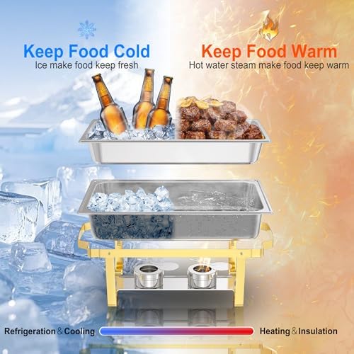 Chafing Dishes for Buffet 4 Pack, 11QT Square [Large Size and Sturdy] Stainless Steel Food Warmers for Parties, alternate