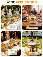 Chafing Dishes for Buffet, 4 Pack 4.5QT Round Chafing Dishes, Gold Stainless Steel Chafing Dish Buffet Set with, alternate