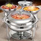 Chafing Dishes for Buffet, 4 Pack 5.5 QT Round Stainless Steel Set