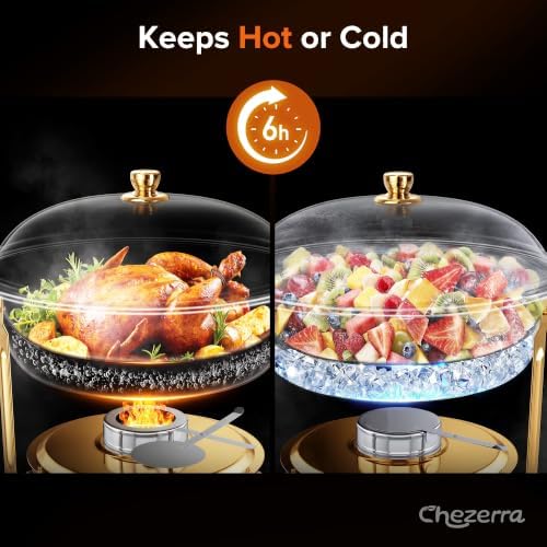 Chafing Dishes for Buffet, 4 Pack 5.5 QT Round Stainless Steel Set, Gold in Gold, alternate view 4