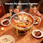 Chafing Dishes for Buffet, 4 Pack 5.5 QT Round Stainless Steel Set, Gold in Gold, alternate view 5