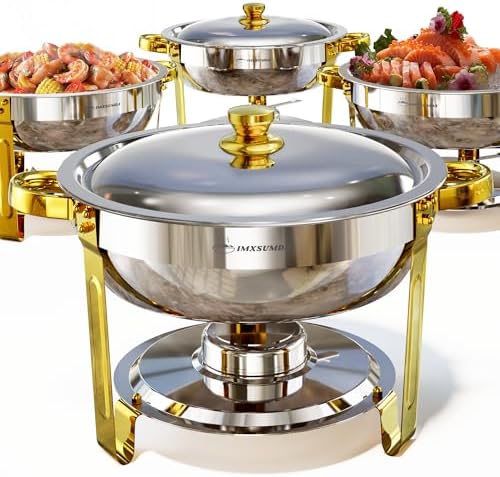 Chafing Dishes for Buffet 4 Pack,5QT Round Chafing Dish Buffet Set