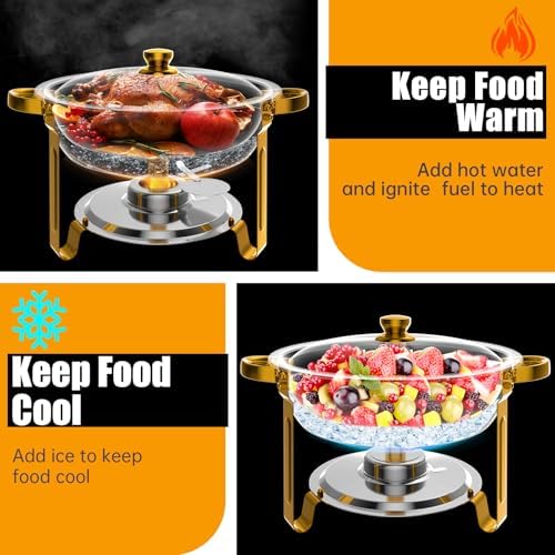 Chafing Dishes for Buffet 4 Pack,5QT Round Chafing Dish Buffet Set, alternate view 4
