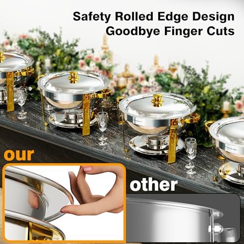 Chafing Dishes for Buffet 4 Pack,5QT Round Chafing Dish Buffet Set, alternate view 6