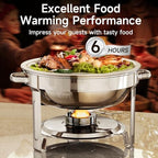 Chafing Dishes for Buffet, 4 Pack 5QT Round Stainless Steel Chafing Dish Set for Home Parties, Christmas, alternate view 3