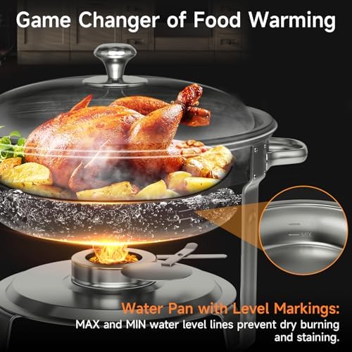 Chafing Dishes for Buffet, 4 Pack 5QT Round Stainless Steel Chafing Dish Set for Home Parties, Christmas, alternate view 4