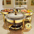 Chafing Dishes for Buffet, 4 Pack 5QT Round Stainless Steel Chafing Dish Set for Home Parties, Christmas
