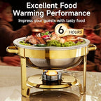 Chafing Dishes for Buffet, 4 Pack 5QT Round Stainless Steel Chafing Dish Set for Home Parties, Christmas, alternate view 2