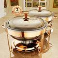 Chafing Dishes for Buffet, 4 Pack 5QT Round Stainless Steel Chafing Dish Set for Home Parties, Christmas