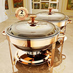 Chafing Dishes for Buffet, 4 Pack 5QT Round Stainless Steel Chafing Dish Set for Home Parties, Christmas