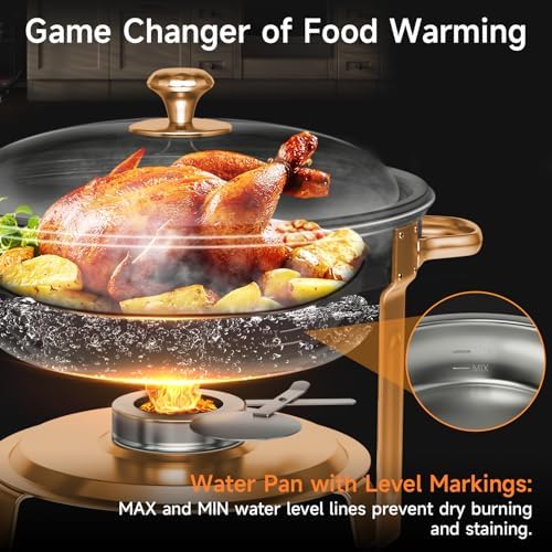 Chafing Dishes for Buffet, 4 Pack 5QT Round Stainless Steel Chafing Dish Set for Home Parties, Christmas, alternate view 3
