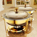 Chafing Dishes for Buffet, 4 Pack 5QT Round Stainless Steel Chafing Dish Set for Home Parties, Christmas