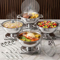 Chafing Dishes for Buffet, 4 Pack 5QT Stainless Steel Round Buffet Servers and Warmers, Buffet Warmer Set with 4