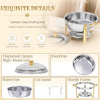 Chafing Dishes for Buffet 4 Pack, 6QT Gold Food Warmers for Parties Buffet Servers, Warming Trays for Wedding, alternate view