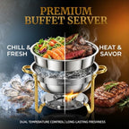 Chafing Dishes for Buffet 4 Pack, 6QT Gold Food Warmers for Parties Buffet Servers, Warming Trays for Wedding, alternate view