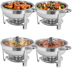 Chafing Dishes for Buffet 4 Pack 6QT Round Chafers Warmers Sets