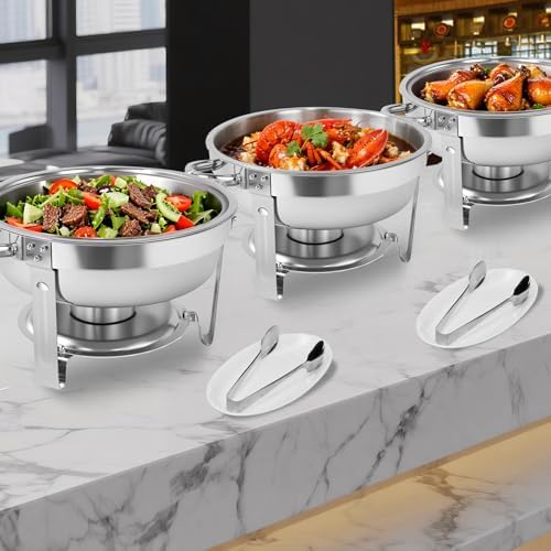 Chafing Dishes for Buffet 4 Pack 6QT Round Chafers Warmers Sets, alternate view 2