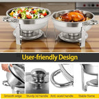 Chafing Dishes for Buffet 4 Pack 6QT Round Chafers Warmers Sets, alternate view 6