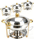 Chafing Dishes for Buffet 4 Pack, 6QT Round Chafing Dish Buffet Set Stainless Steel Buffet Food Warmers Set for