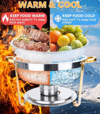 Chafing Dishes for Buffet 4 Pack, 6QT Round Chafing Dish Buffet Set Stainless Steel Buffet Food Warmers Set for, alternate