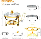 Chafing Dishes for Buffet 4 Pack, 6QT Round Chafing Dish Buffet Set with Glass Lid & Lid Holder, Stainless Steel, alternate