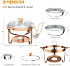Chafing Dishes for Buffet 4 Pack, 6QT Round Chafing Dish Buffet Set with Glass Lid & Lid Holder, Stainless Steel, alternate