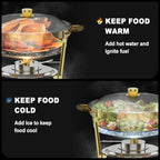 Chafing Dishes for Buffet 4 Pack, 6QT Round Chafing Dishes for Buffet [Elegant Gold] Stainless Steel Chafing, alternate view