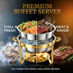 Chafing Dishes for Buffet 4 Pack, 6QT Round Gold Chafing Dish Buffet Set with High Dome Lid, Stainless Steel, alternate view