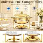 Chafing Dishes for Buffet 4 Pack, 6QT Round Gold Chafing Dish Buffet Set with High Dome Lid, Stainless Steel, alternate view