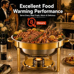 Chafing Dishes for Buffet, 4 Pack 6QT Round Stainless Steel, Gold in Gold, alternate view 2