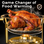 Chafing Dishes for Buffet, 4 Pack 6QT Round Stainless Steel, Gold in Gold, alternate view 3