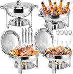 Chafing Dishes for Buffet, 4 Pack 6QT Stainless Steel Chafing Dish Buffet Set with Lids, Food Warmers for