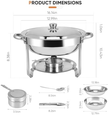 Chafing Dishes for Buffet, 4 Pack 6QT Stainless Steel Chafing Dish Buffet Set with Lids, Food Warmers for, alternate view 3
