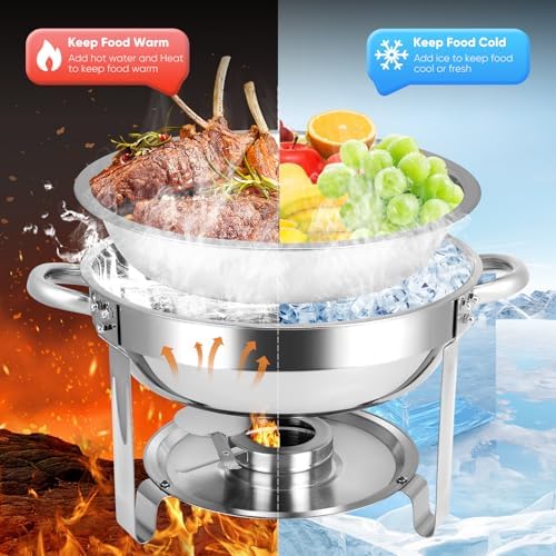 Chafing Dishes for Buffet, 4 Pack 6QT Stainless Steel Chafing Dish Buffet Set with Lids, Food Warmers for, alternate view 4