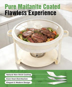 Chafing Dishes for Buffet, 4 Pack 6QT White Chafing Dish Buffet Set, Maifanite-Coated Stainless Steel Chafer Set, alternate