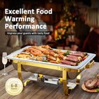 Chafing Dishes for Buffet, 4 Pack 7pan 9QT [Elegant Gold and Silver Colors] Stainless Steel Chafing Dish Buffet, alternate
