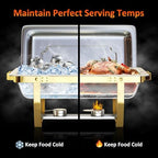 Chafing Dishes for Buffet, 4 Pack 7pan 9QT [Elegant Gold and Silver Colors] Stainless Steel Chafing Dish Buffet, alternate
