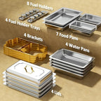 Chafing Dishes for Buffet, 4 Pack 7pan 9QT [Elegant Gold and Silver Colors] Stainless Steel Chafing Dish Buffet, alternate