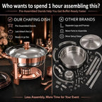 Chafing Dishes for Buffet, 4 Pack 7QT Round Rose Gold, Pre-Assembled Stands in Rose Gold, alternate view 2
