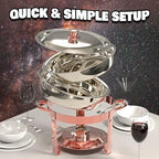 Chafing Dishes for Buffet, 4 Pack 7QT Round Rose Gold, Pre-Assembled Stands in Rose Gold, alternate view 6