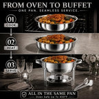Chafing Dishes for Buffet, 4 Pack 7QT Round Silver, Pre-Assembled Stands in Silver, alternate view 5