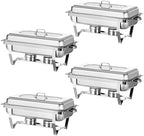 Chafing Dishes for Buffet 4 Pack 8QT Buffet Servers and Warmers in Silver