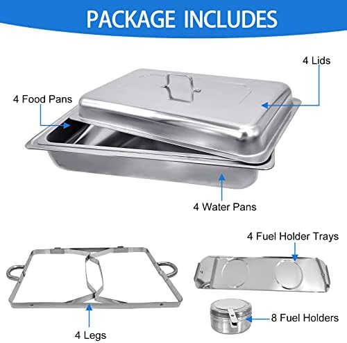 Chafing Dishes for Buffet 4 Pack 8QT Buffet Servers and Warmers in Silver, alternate view 4