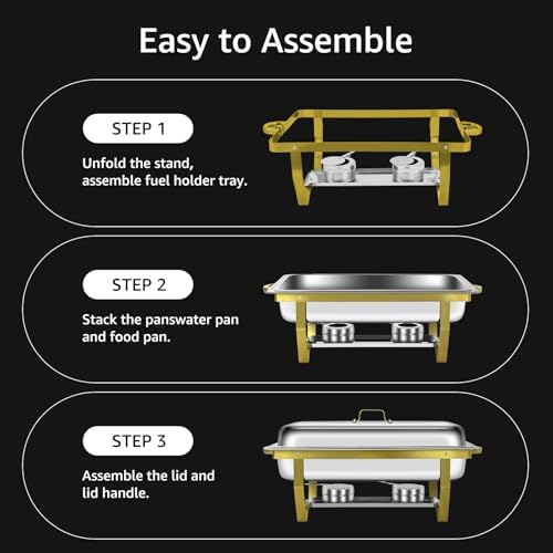 Chafing Dishes for Buffet 4 Pack 8QT Gold Buffet Warmers Sets, alternate view 6