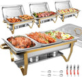 Chafing Dishes for Buffet 4 Pack, 8Qt [Multi-Size Food Pans] High Grade Chafing Dish Buffet Set Rolled-Edge