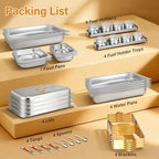 Chafing Dishes for Buffet 4 Pack, 8Qt [Multi-Size Food Pans] High Grade Chafing Dish Buffet Set Rolled-Edge, alternate view 5