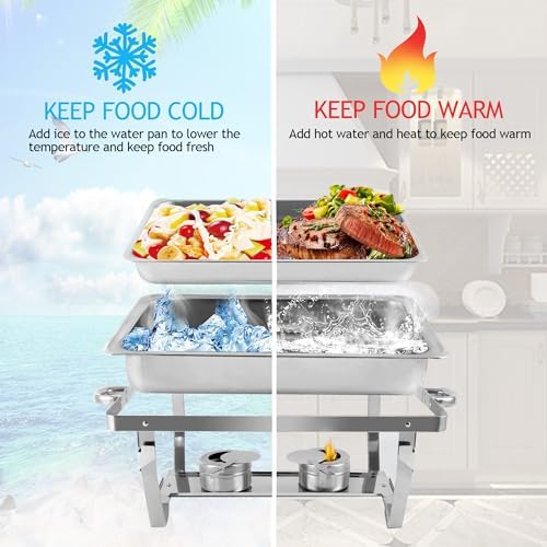 Chafing Dishes for Buffet, 4 Pack 9 Quart Stainless Steel Buffet Set, alternate view 5