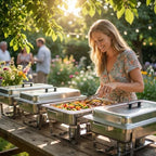 Chafing Dishes for Buffet, 4 Pack 9 Quart Stainless Steel Chafer Set in Sliver, alternate view 2