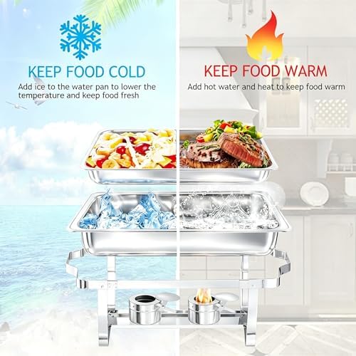 Chafing Dishes for Buffet, 4 Pack 9 Quart Stainless Steel Chafer Set in Sliver, alternate view 4