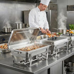 Chafing Dishes for Buffet, 4 Pack 9 Quart Stainless Steel Chafer Set in Sliver, alternate view 6